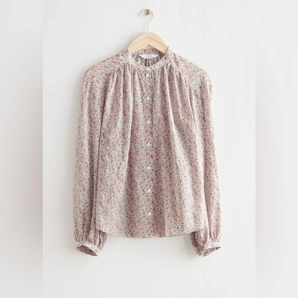 & Other Stories Paris Atelier Floral Print Silk Blend Blouse Size 8 - Picture 1 of 15
